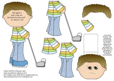 Male Golf Pro Flip-up Card