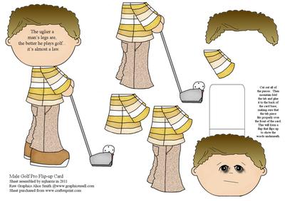 Male Golf Pro Flip-up Card 2