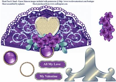 Flowers & Heart Fan & Stand