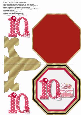 Baseball 10th Birthday Plate & Stand Card