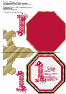 Baseball 1st Birthday Plate & Stand Card