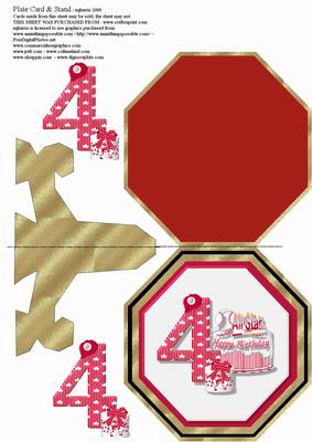 Baseball 4th Birthday Plate & Stand Card