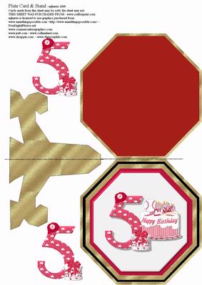 Baseball 5th Birthday Plate & Stand Card