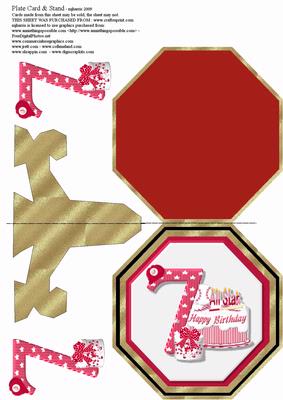 Baseball 7th Birthday Plate & Stand Card