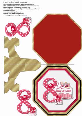 Baseball 8th Birthday Plate & Stand Card