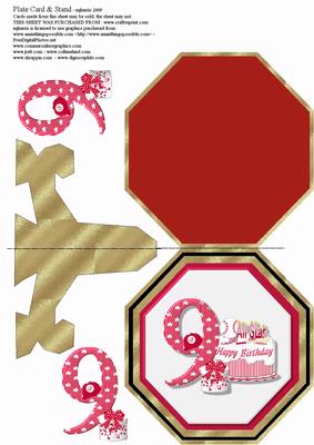Baseball 9th Birthday Plate & Stand Card