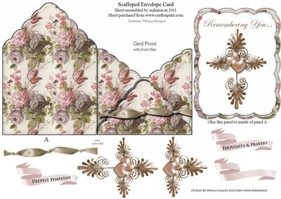 Sympathy Cross Scalloped Envelope Card