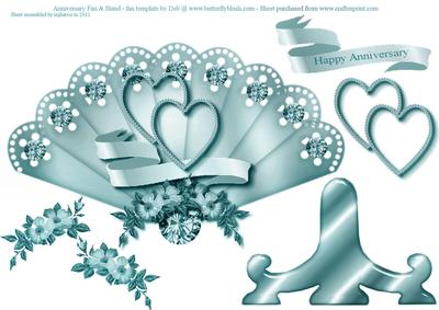 Aqua Anniversary Fan & Stand
