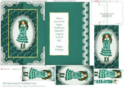 Vintage Girl Pyramid Foldback Card