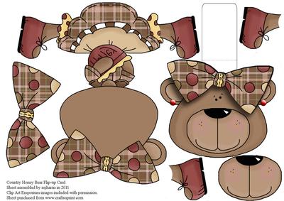 Country Honey Bear Flip-up Card 2