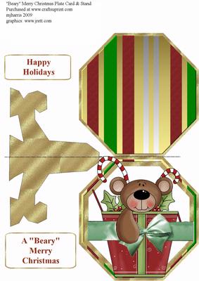 A "beary" Merry Christmas Plate Card & Stand