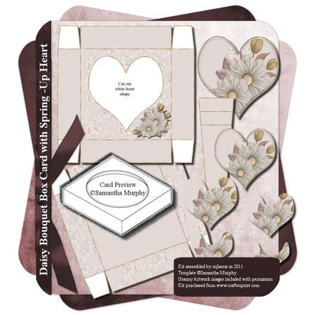 Daisy Bouquet Box Card with Spring-up Heart