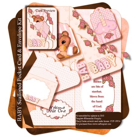 Baby (girl) Scalloped Pocket Card & Envelope Kit