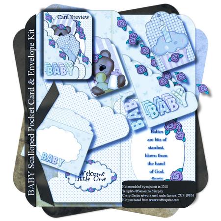 Baby (boy) Scalloped Pocket Card & Envelope Kit