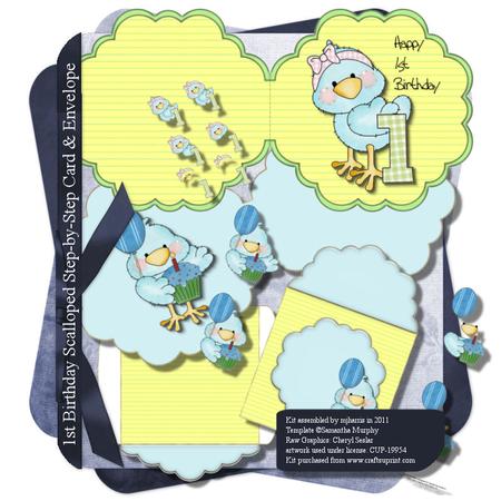 1st Birthday Scalloped Step-by-step Card & Envelope