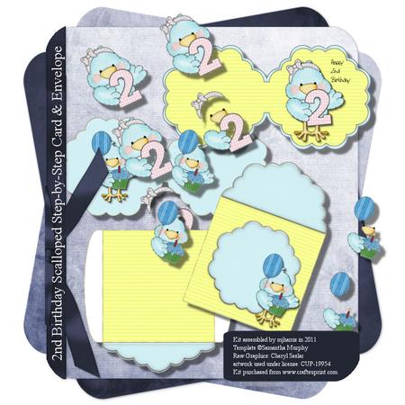 2nd Birthday Scalloped Step-by-step Card & Envelope