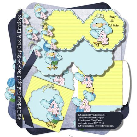 4th Birthday Scalloped Step-by-step Card & Envelope