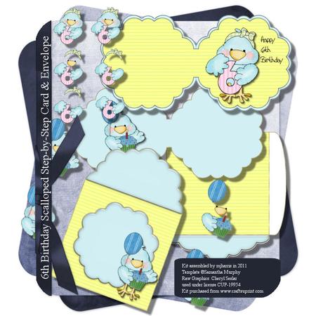 6th Birthday Scalloped Step-by-step Card & Envelope