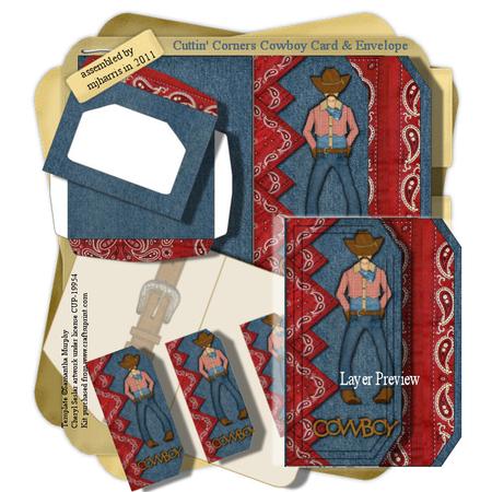 Cuttin' Corners Cowboy Layer-front Card & Envelope