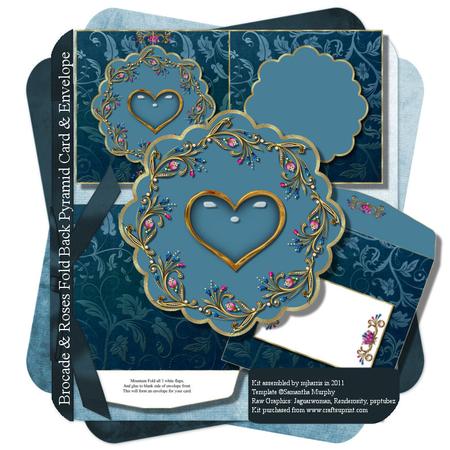 Brocade & Roses Fold Back Pyramid Card & Envelope