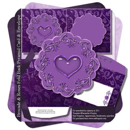 Brocade & Roses Fold Back Pyramid Card & Envelope 2