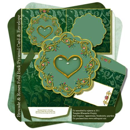 Brocade & Roses Fold Back Pyramid Card & Envelope 3