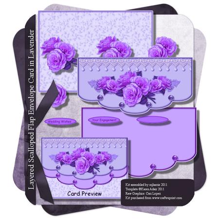 Layered Scalloped Flap Envelope Card in Lavender