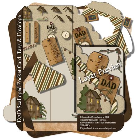 Dad Birthday Scalloped Pocket Card & Envelope