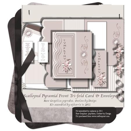 Scalloped Pyramid Front Tri-fold Sympathy Card & Envelope