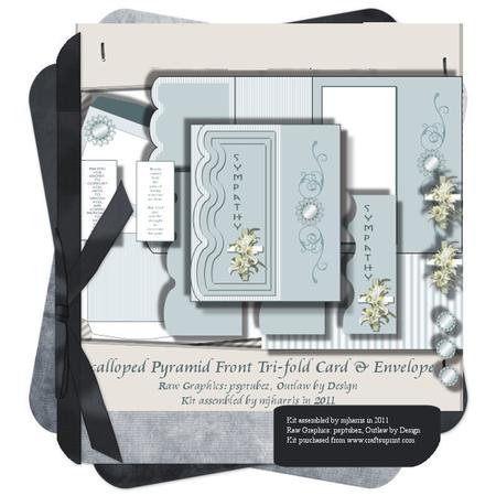 Scalloped Pyramid Front Tri-fold Sympathy Card & Envelope 2