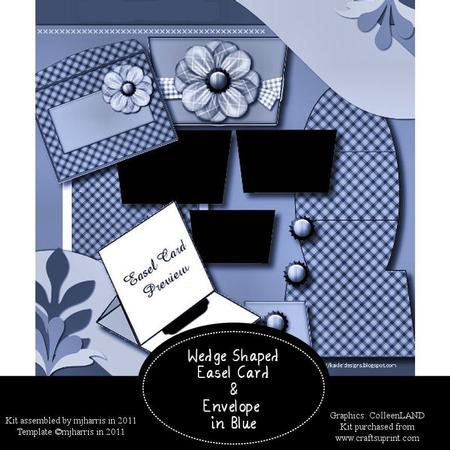Wedge Shaped Easel Card & Envelope in Blue