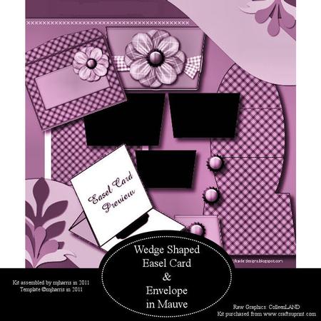 Wedge Shaped Easel Card & Envelope in Mauve