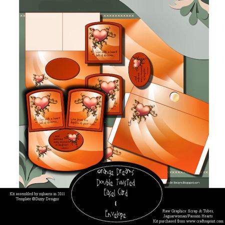 Orange Dreams Double Twisted Easel Card & Envelope