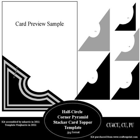 Half-circle Corner Pyramid Stacker Card Topper Template