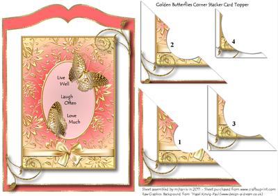Golden Butterflies Half-circle Pyramid Stacker Card Topper