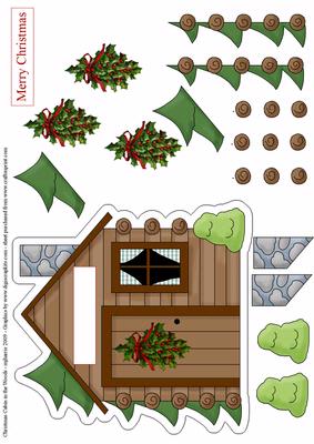 Christmas Cabin in the Woods Topper