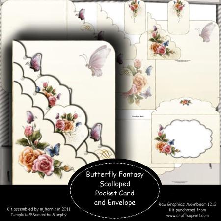 Butterfly Fantasy Scalloped Pocket Card & Envelope
