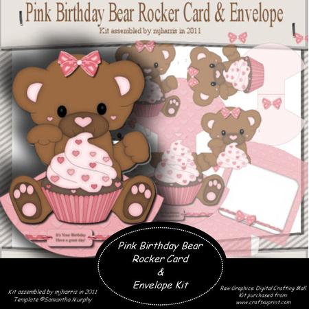 Pink Birthday Bear Rocker Card & Envelope