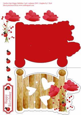 Garden Gate Happy Birthday Card