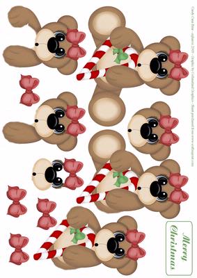 Christmas Candy Cane Bear Step-by-step