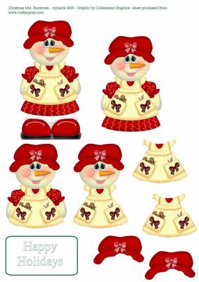 Christmas Mrs. Snowman Step-by-step