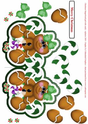 Christmas Gingerbread Girl and Candy Step-by-step