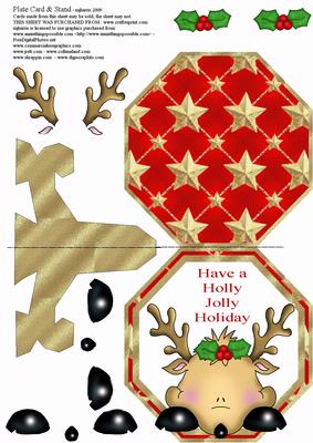 Reindeer Christmas Plate & Stand Card