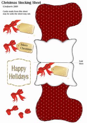 Christmas Stocking Card with Gold Tag