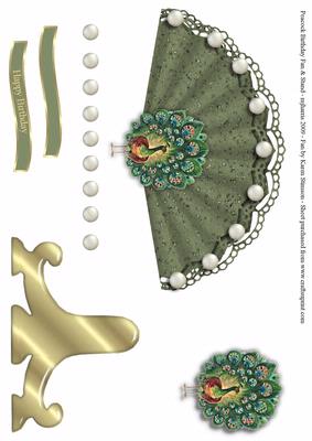 Peacock Birthday Fan & Stand