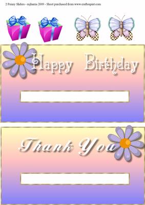 2 Penny Sliders (birthday & Thank You)