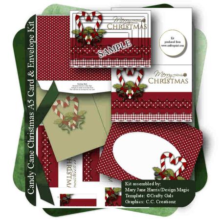 Candy Cane Christmas Card & Envelope Kit