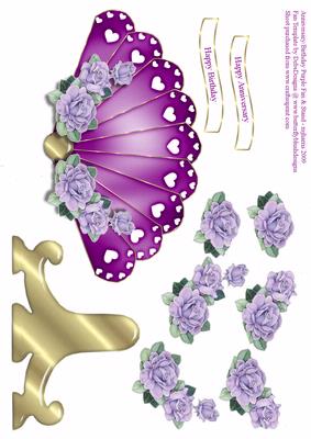 Anniversary/birthday Purple Fan & Stand