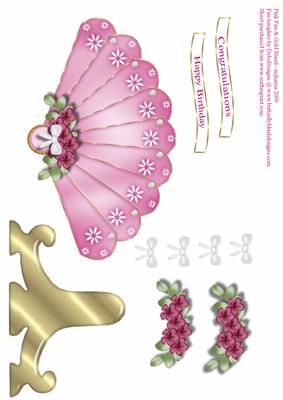 Pink Fan & Gold Stand
