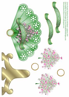Green & Pink Christmas Fan & Stand